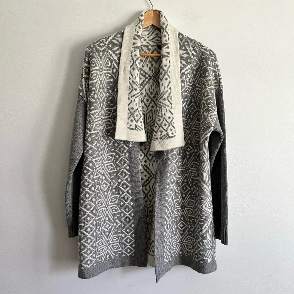 Talbots Open front Gray  Wool Cashmere Cardigan